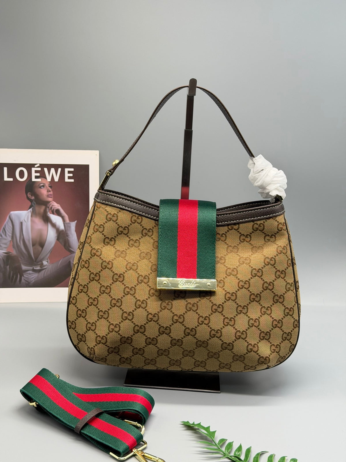 Gucci GG Canvas New Web Hobo Bag 188229