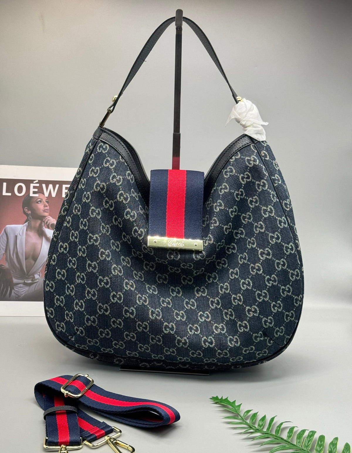 Gucci GG Canvas New Web Hobo Bag